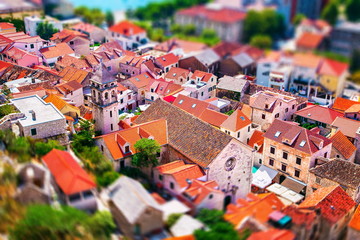 red tile roofs of the houses in the Omis  Croatia