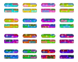 Set of Colorful Buttons, Rectangles and Ovals, Computer Icons with Patterns for Web Design. Vector Eps10, Contains Transparencies