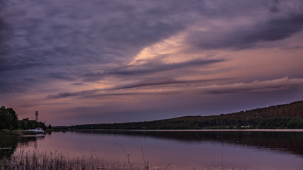 Fototapeta na wymiar Dawn in Yalguba on Lake Onega