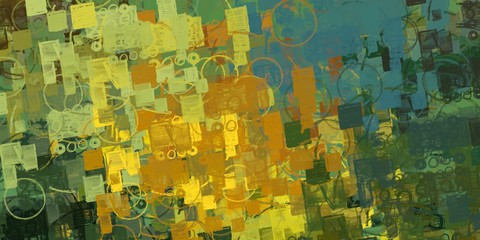 Fototapeta premium Vintage old fashion painting. 2d illustration. Texture backdrop. Creative chaos structure.