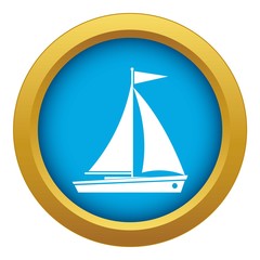 Yacht icon blue vector isolated on white background for any design