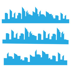 Vector isolated skylines silhouettes. City landscape template. Thin line City landscape