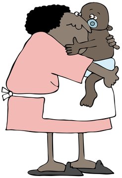 Ethnic woman holding a baby