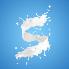 twisted milk splash isolated on background, liquid or Yogurt splash, Include clipping path. 3d illustration.