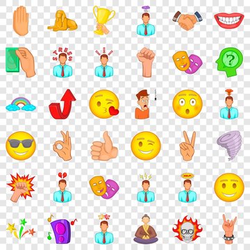 Firework icons set. Cartoon style of 36 firework vector icons for web for any design