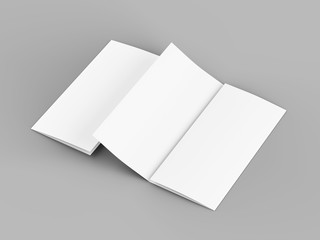 Open trifold brochure in A4 format mockup.3d illustartion