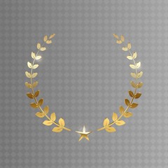 Golden laurel wreath illustration isolated on black background