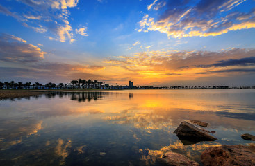 morning drama sunrise view in Modon lake Dammam Saudi Arabia