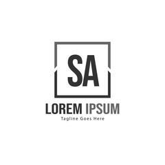 Initial SA logo template with modern frame. Minimalist SA letter logo vector illustration