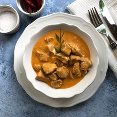 Classic Viennese cuisine, veal cream goulash.