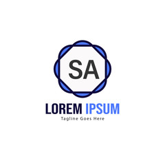 Initial SA logo template with modern frame. Minimalist SA letter logo vector illustration