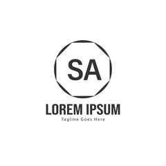 Initial SA logo template with modern frame. Minimalist SA letter logo vector illustration