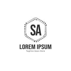 Initial SA logo template with modern frame. Minimalist SA letter logo vector illustration