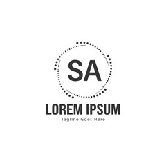 Initial SA logo template with modern frame. Minimalist SA letter logo vector illustration