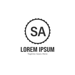 Initial SA logo template with modern frame. Minimalist SA letter logo vector illustration