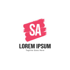 Initial SA logo template with modern frame. Minimalist SA letter logo vector illustration