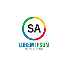 Initial SA logo template with modern frame. Minimalist SA letter logo vector illustration