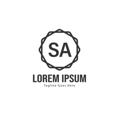 Initial SA logo template with modern frame. Minimalist SA letter logo vector illustration
