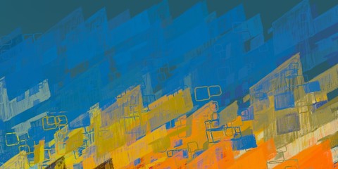 Fototapeta premium Crazy sketch random pattern. Creative chaos and variety. Modern art drawing painting. 2d illustration. Digital texture wallpaper. Artistic sketch draw backdrop material. 