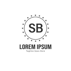 Initial SB logo template with modern frame. Minimalist SB letter logo vector illustration