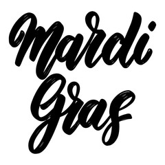 Mardi gras. Lettering phrase isolated on white. Design element for poster, t shirt, card, banner, emblem, sign. Vector illustration