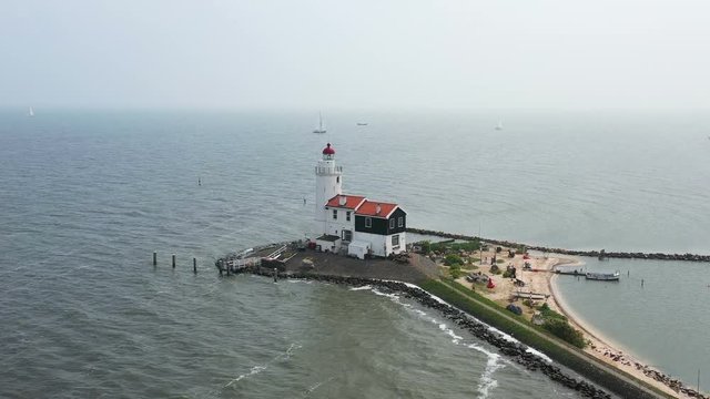 Aerial from lighthouse 'Het Paard van Marken' at Marken in the Netherlands