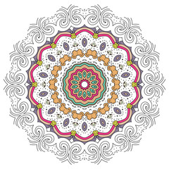 Fototapeta premium Mandala pattern. Abstract vector. Vintage decorative elements. Hand drawn background. - Vector