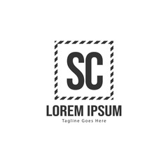 Initial SC logo template with modern frame. Minimalist SC letter logo vector illustration