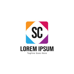 Initial SC logo template with modern frame. Minimalist SC letter logo vector illustration