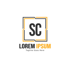 Fototapeta premium Initial SC logo template with modern frame. Minimalist SC letter logo vector illustration
