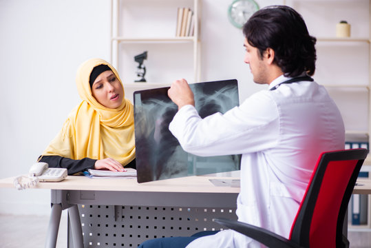 Female arab patient visiting male doctor 