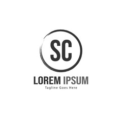 Initial SC logo template with modern frame. Minimalist SC letter logo vector illustration