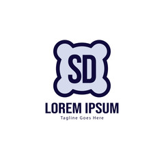 Initial SD logo template with modern frame. Minimalist SD letter logo vector illustration