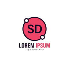Initial SD logo template with modern frame. Minimalist SD letter logo vector illustration