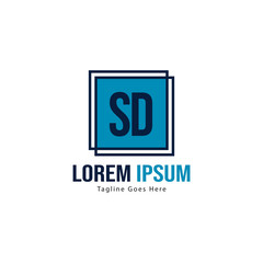 Initial SD logo template with modern frame. Minimalist SD letter logo vector illustration