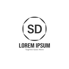 Initial SD logo template with modern frame. Minimalist SD letter logo vector illustration