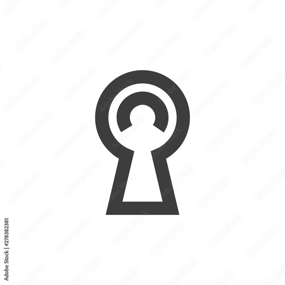 Fototapete black key hole icon template color editable. padlock, lock symbol vector sign isolated on white back