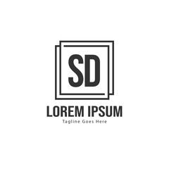 Initial SD logo template with modern frame. Minimalist SD letter logo vector illustration