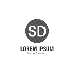 Initial SD logo template with modern frame. Minimalist SD letter logo vector illustration
