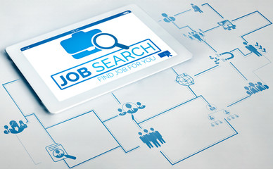 Human Resources Recruitment and People Networking Concept. Modern graphic interface showing...