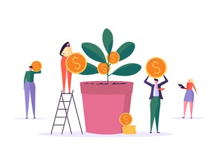 Concept of career, professional growth, coaching, career planning, career development, and team work. Businessman and employee on the stairs go to the goal. Vector illustration in flat design