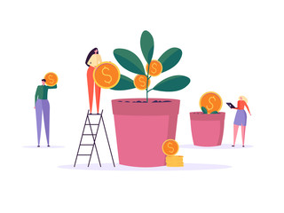 Concept of career, professional growth, coaching, career planning, career development, and team work. Businessman and employee on the stairs go to the goal. Vector illustration in flat design