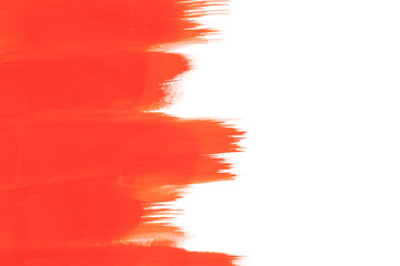 Brush and strokes of red paint. Isolated on white background