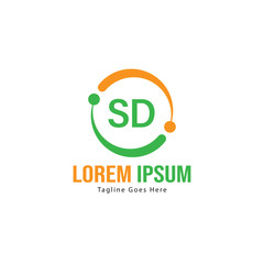 Initial SD logo template with modern frame. Minimalist SD letter logo vector illustration