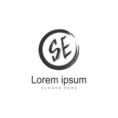 Initial SE logo template with modern frame. Minimalist SE letter logo vector illustration