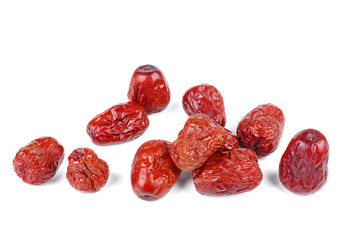Dried jujubes isolated on white background