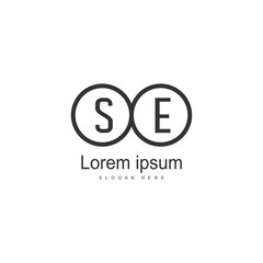 Initial SE logo template with modern frame. Minimalist SE letter logo vector illustration