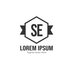 Initial SE logo template with modern frame. Minimalist SE letter logo vector illustration