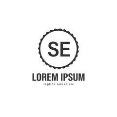 Initial SE logo template with modern frame. Minimalist SE letter logo vector illustration