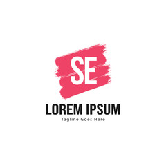 Initial SE logo template with modern frame. Minimalist SE letter logo vector illustration